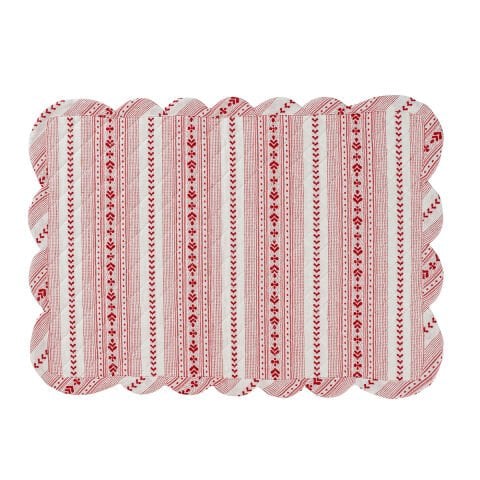 Villa Stripe Quilted Placemat - Red