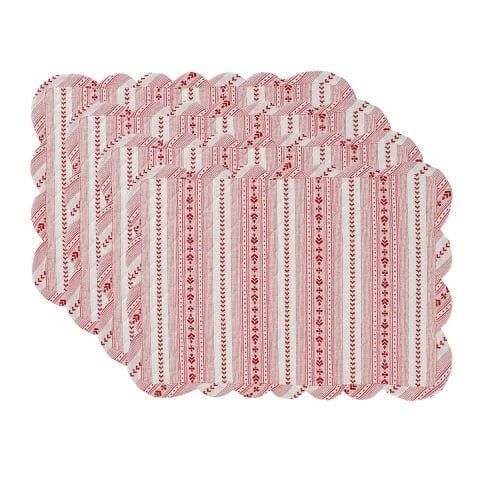 Villa Stripe Quilted Placemat Set/4 - Red