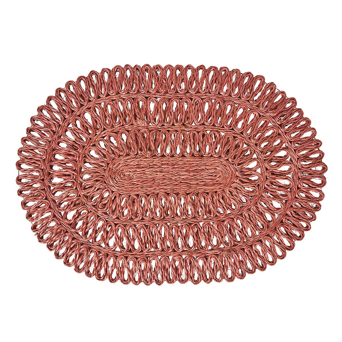 Straw Loop Oval Placemat - Coral