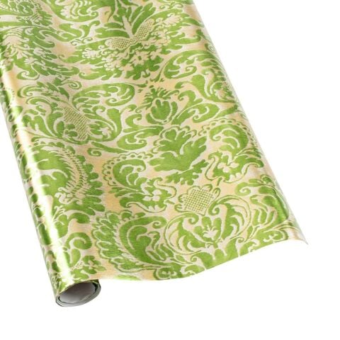 Palazzo Foil Metallic Gift Wrapping Paper in Green & Gold  30'' x 6' Roll