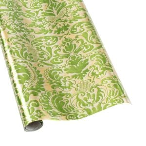 Palazzo Foil Metallic Gift Wrapping Paper in Green & Gold  30'' x 6' Roll