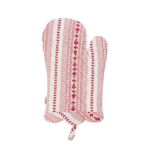 Villa Stripe Oven Mitt and Pot Holder Set/2pc - Red