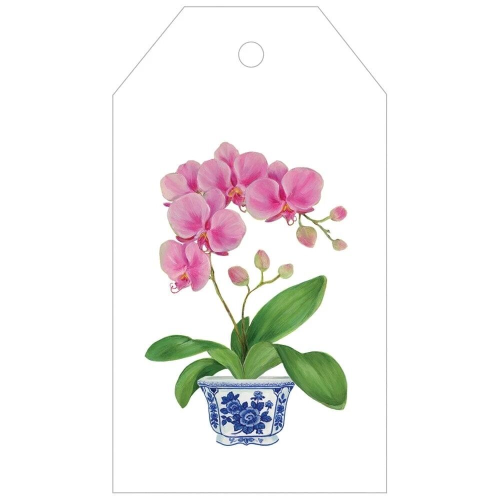 Pink Orchid Dekoratif Hediye Etiketi 4li Paket