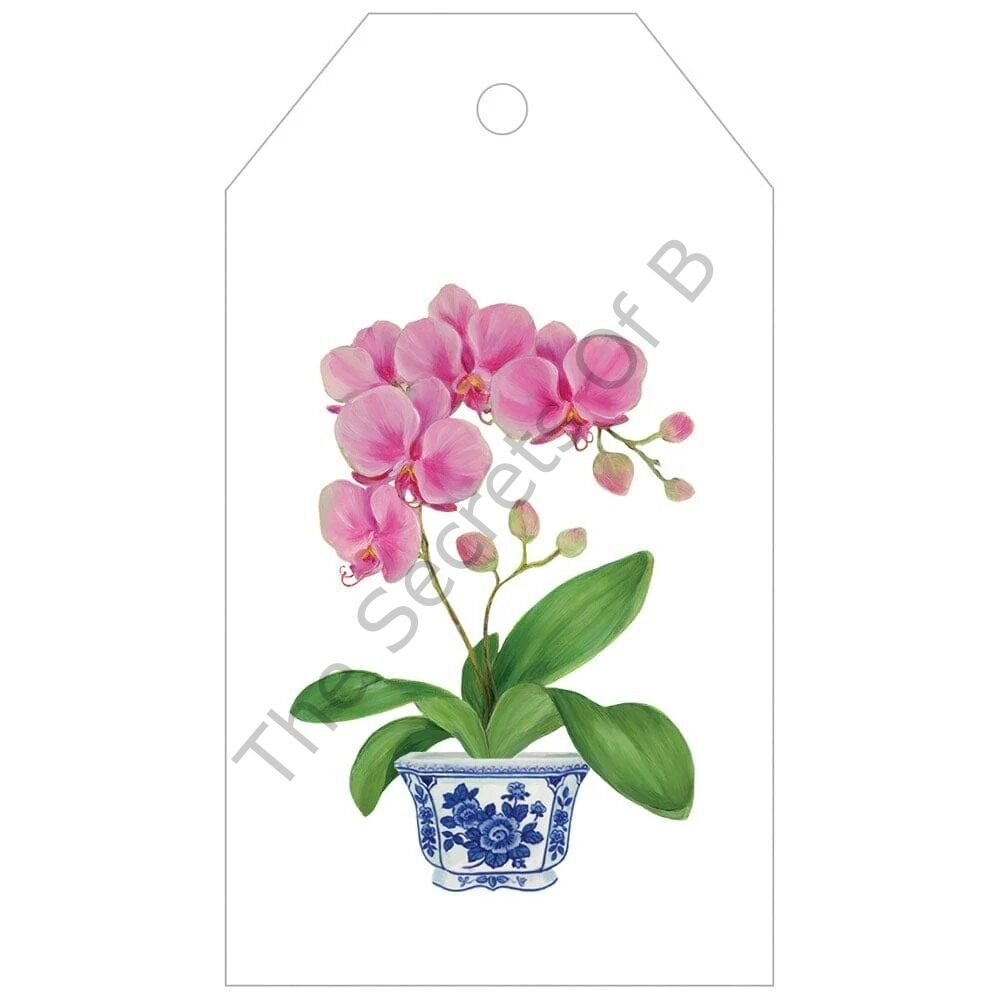 Pink Orchid Dekoratif Hediye Etiketi 4li Paket