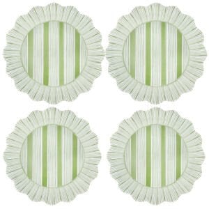 Cabana Stripe Melamine Dinner Plate Set/4 - Seagrass