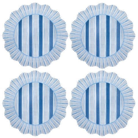 Cabana Stripe Melamine Dinner Plate Set/4 - Ocean