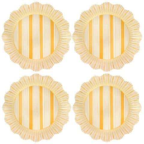 Cabana Stripe Melamine Dinner Plate Set/4 - Sunshine