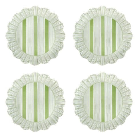 Cabana Stripe Melamine Dessert/Salad Plate Set/4 - Seagrass