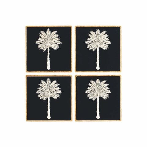 Tortoiseshell Set Of 4 Lacquer Coasters  4'' Diameter