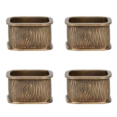 Blenheim Oak Napkin Ring Set/4 - Brass