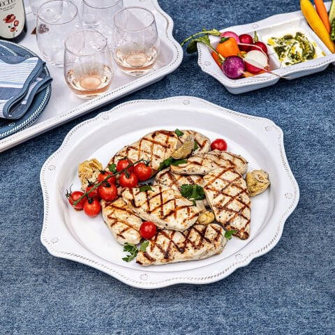 Berry & Thread Melamine 17'' Round Platter - Whitewash